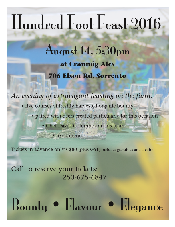 100' Feast August 14, 2016 - SOLD OUT